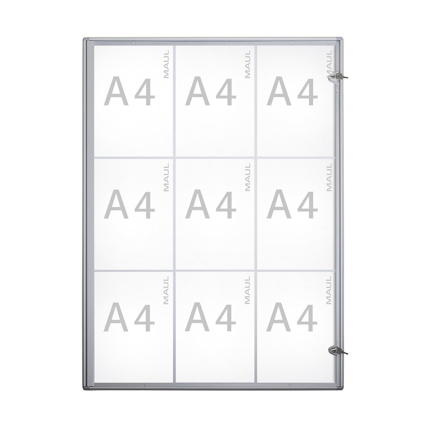 Display case, external depth 27 mm, external height 963 mm, 9 x A4.