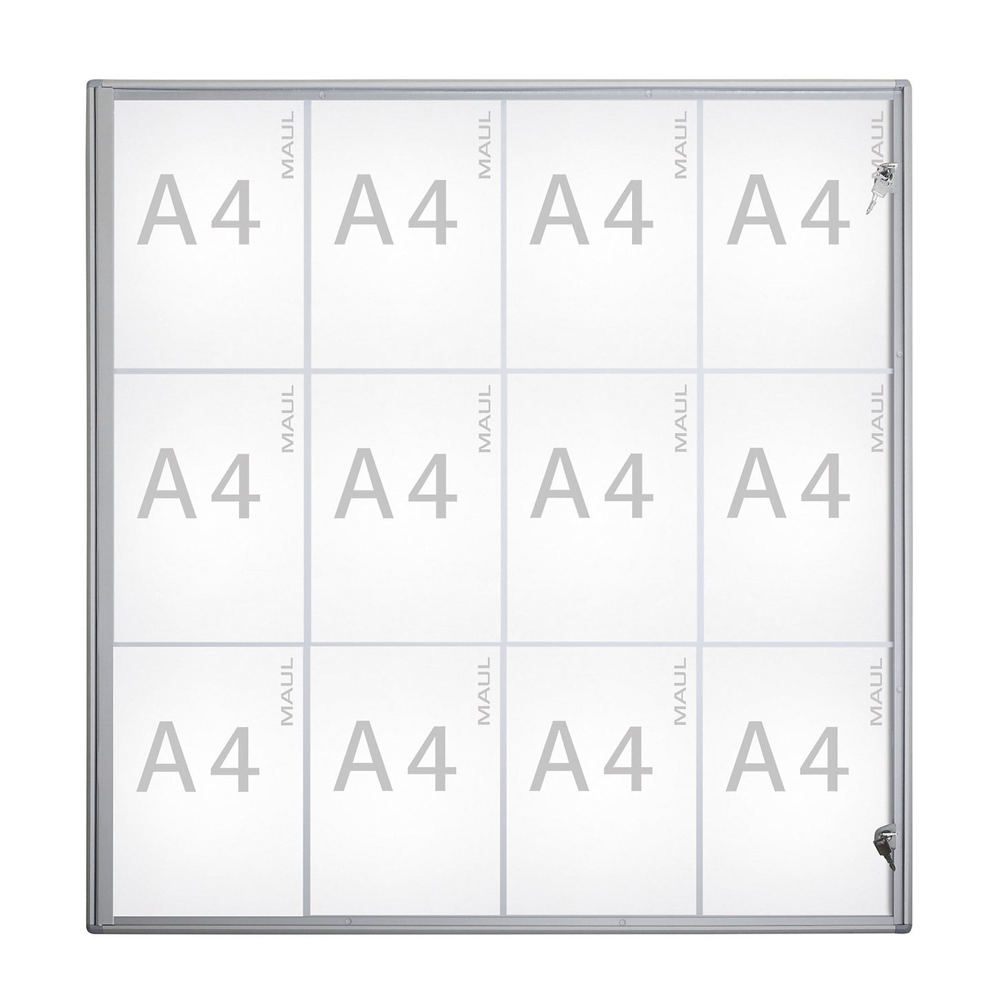 Display case, external depth 27 mm, external height 963 mm, 12 x A4.