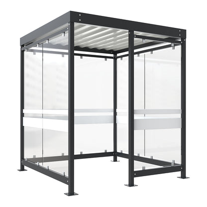 Canopy Köln with steel roof, 7 glass units, open to the left, complete kit, charcoal RAL 7016.
