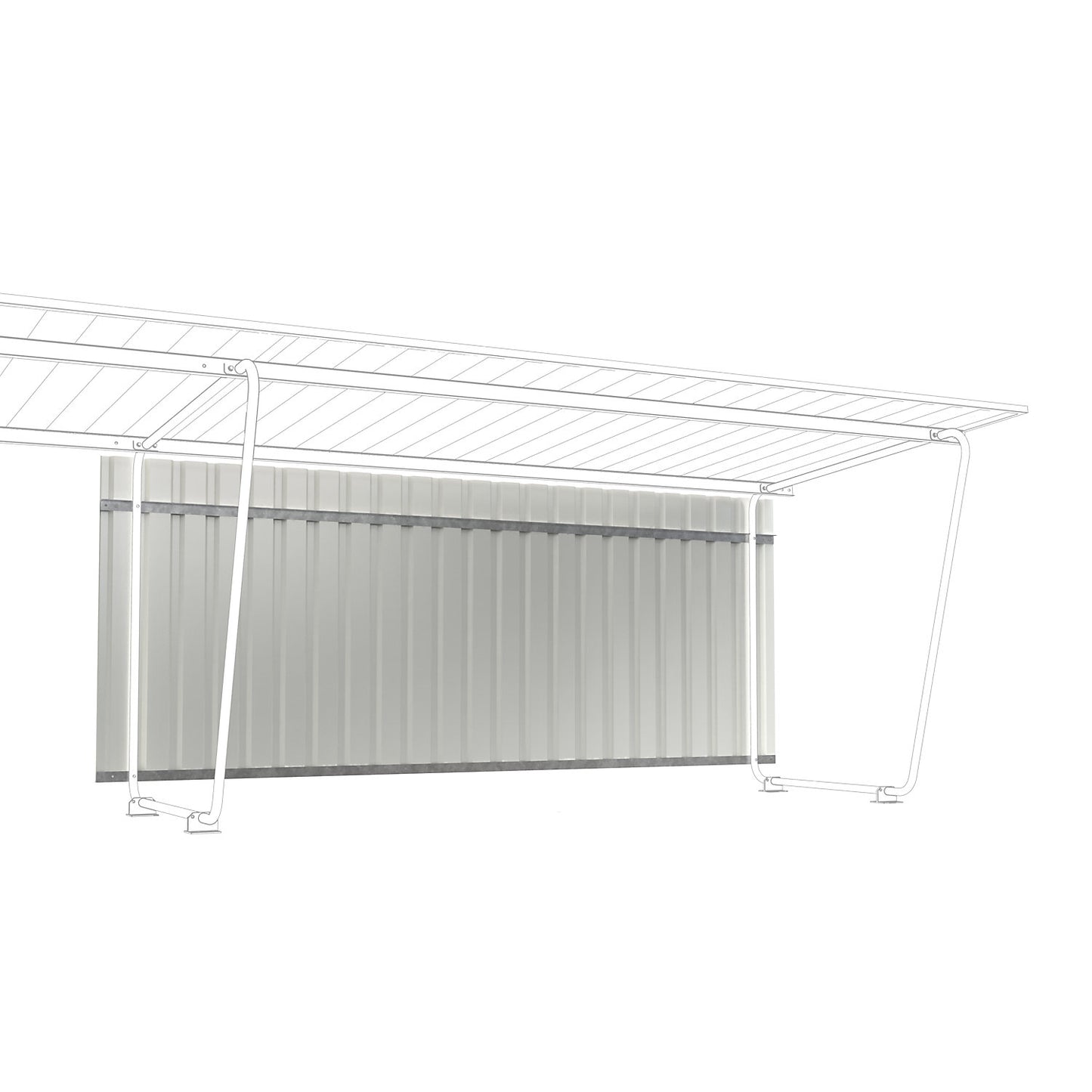 Rear panel for shelter Siegen, for single-sided model, profiled sheet metal, for extension unit.