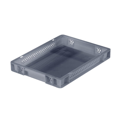 Euro stacking container, perforated walls, closed base, LxWxH 400 x 300 x 50 mm, grey, pack of 5.