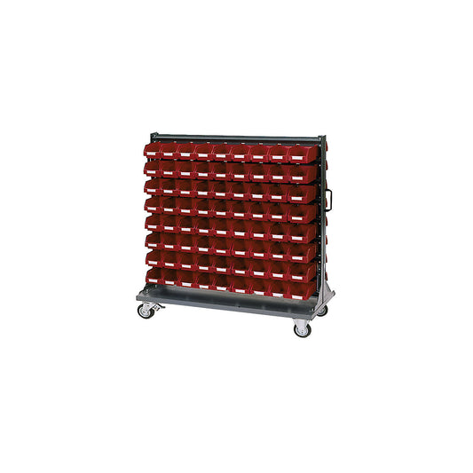 Storage shelf unit dolly, with open fronted storage bins, height 1065 mm.