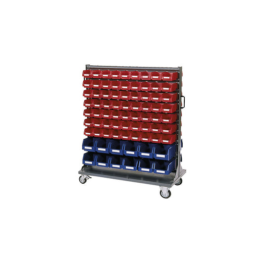 Storage shelf unit dolly, with open fronted storage bins, height 1265 mm.