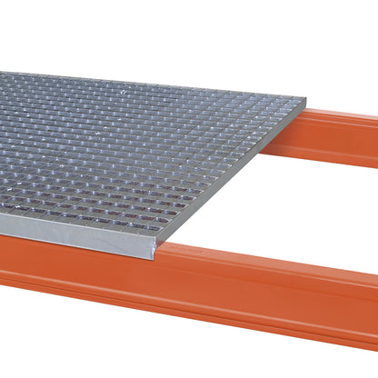 Mesh shelf, detached, for 1825 mm beam length, 2 parts, for shelf unit depth 1100 mm.