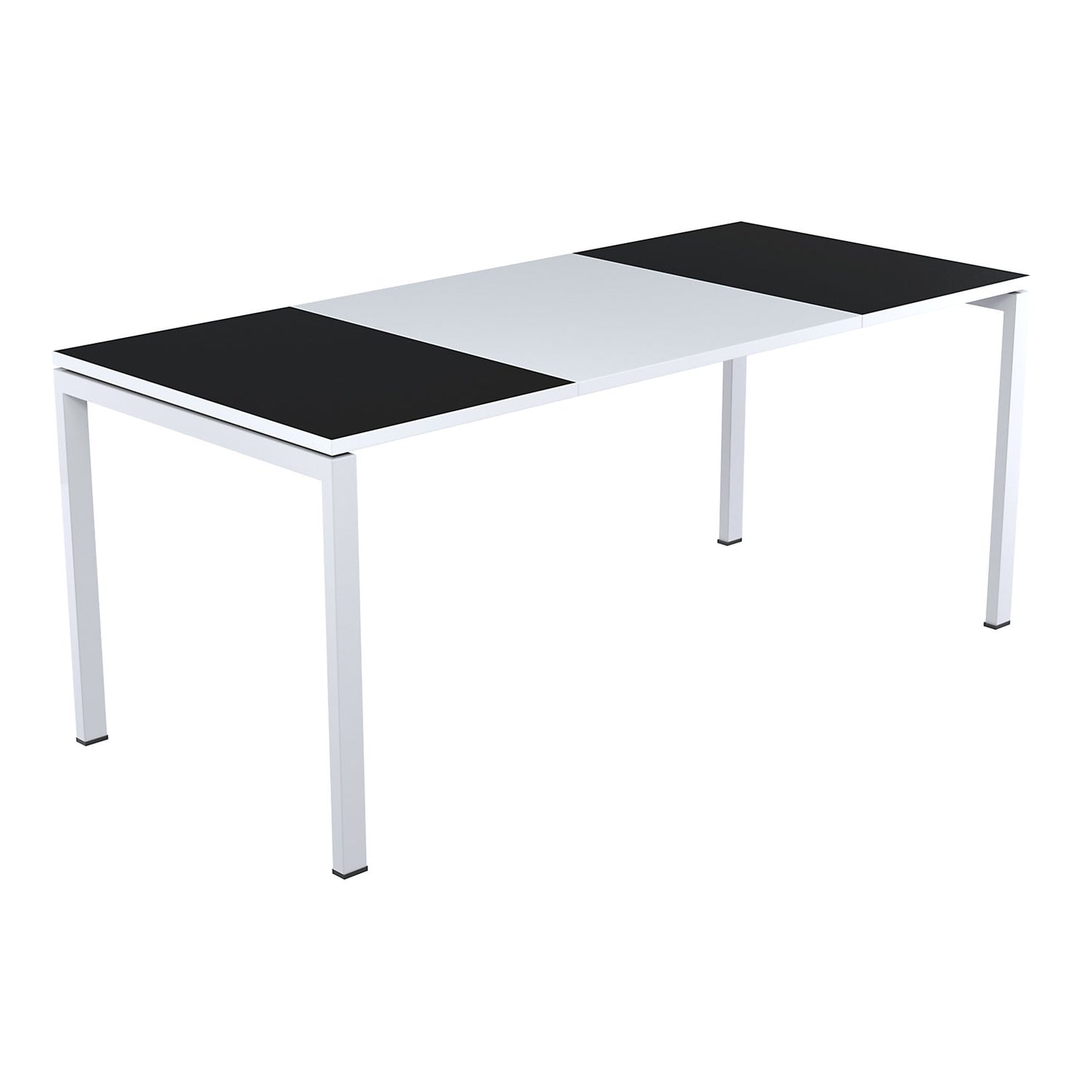 easyDesk® desk, height 750 mm, width 1800 mm, panel colour black / white.