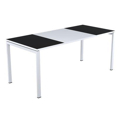 easyDesk® desk, height 750 mm, width 1800 mm, panel colour black / white.