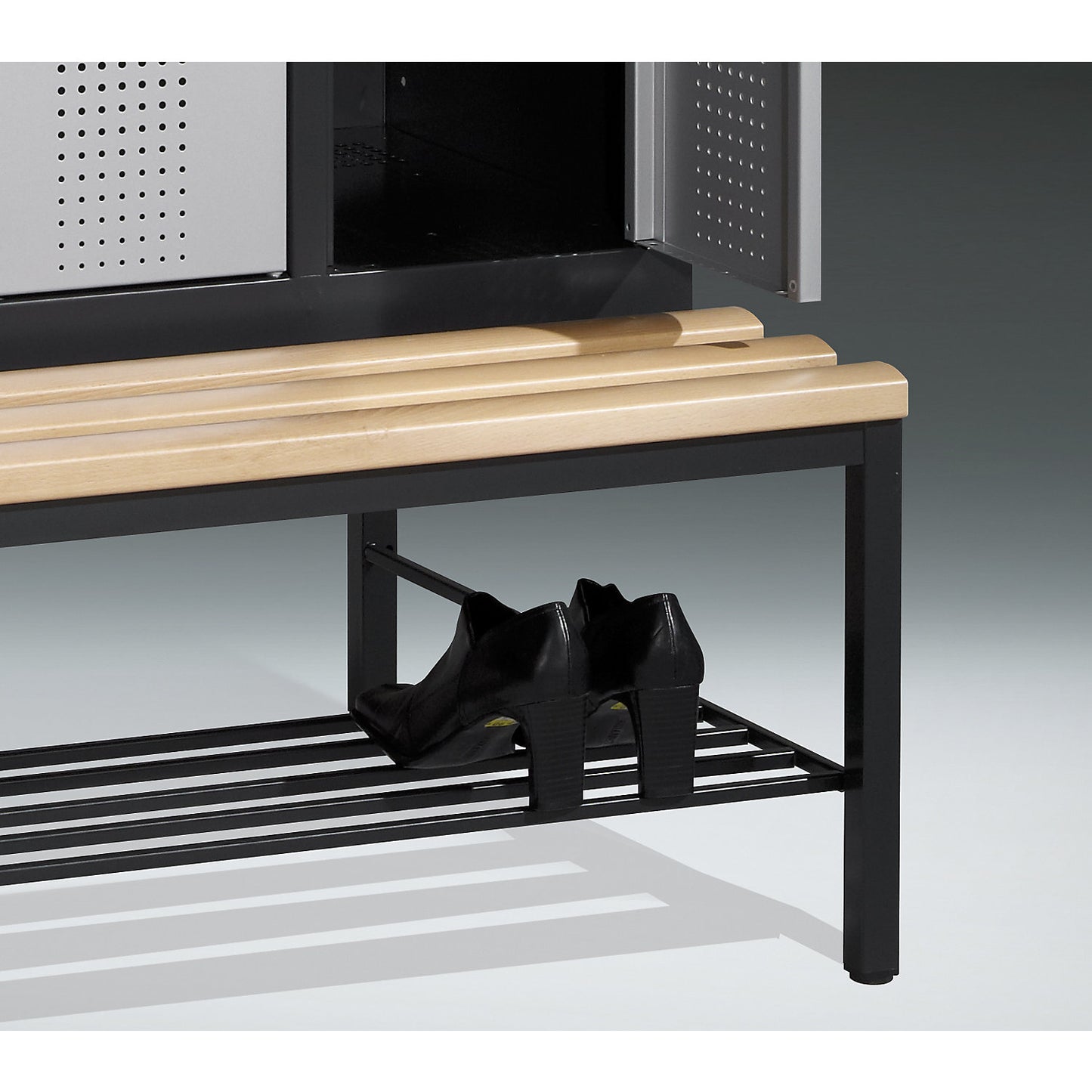Shoe rack, 300 mm, for bench, for 300 mm compartment width.