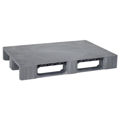 Plastic runner pallet, LxW 1200 x 800 mm, with steel reinforcement, grey.