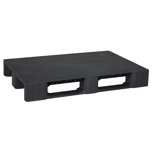 Plastic runner pallet, LxW 1200 x 800 mm, with steel reinforcement, charcoal.