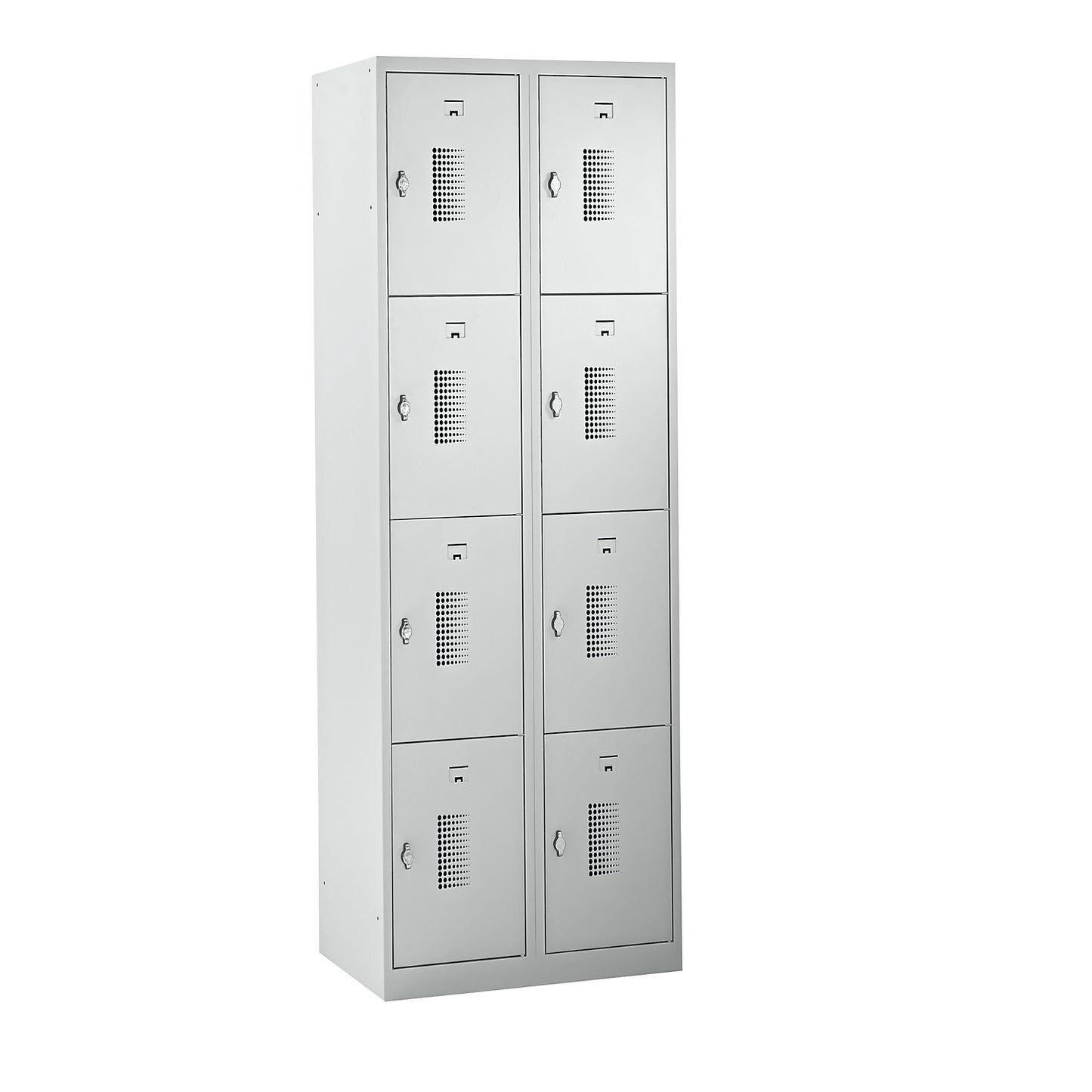 Amsterdam 4-fold compartment locker, 2 compartments, light grey, W 600 mm, 8 compartments, rotary bolt.