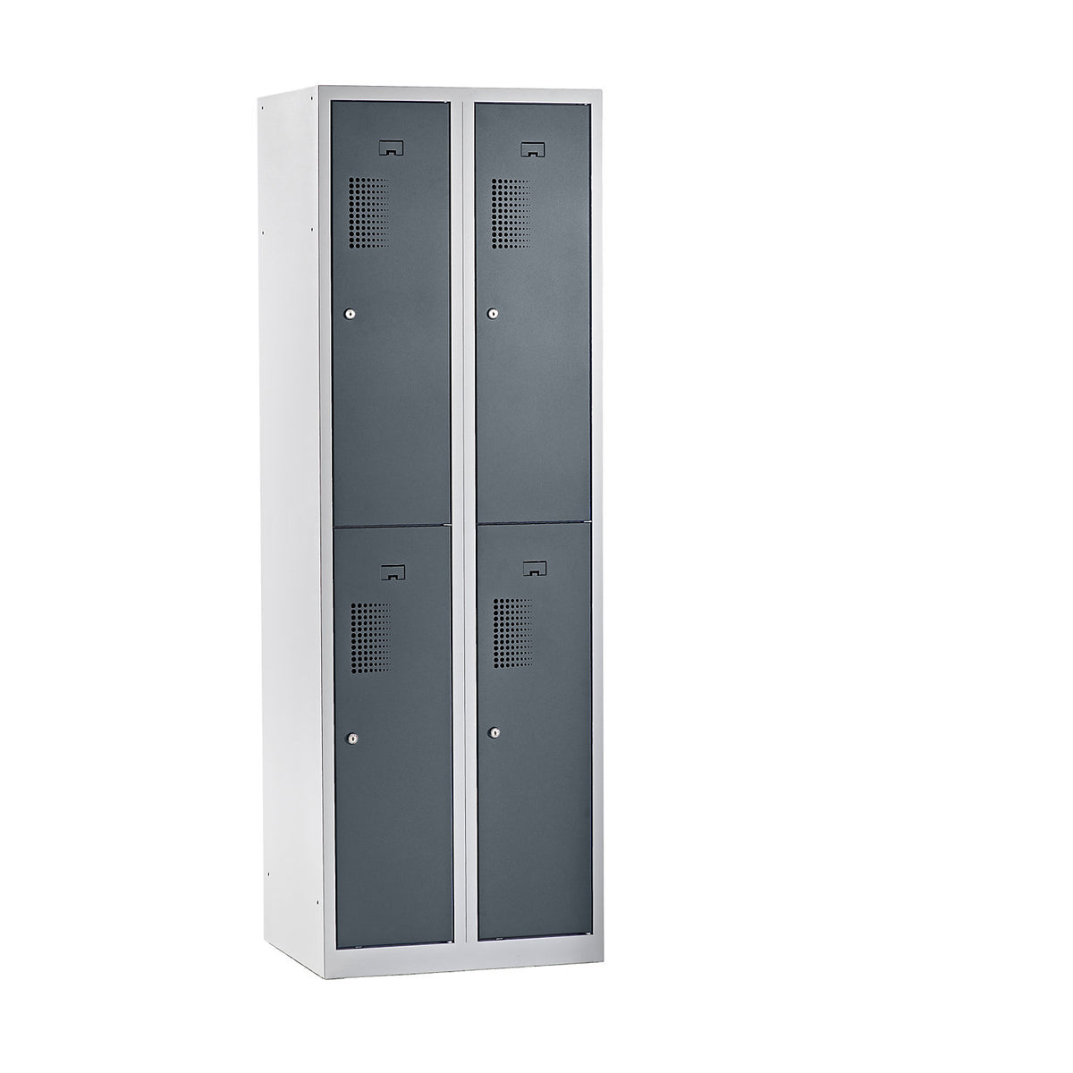 Amsterdam double deck clothes locker, 2 compartments, width 600 mm, 4 compartments, light grey / basalt grey.