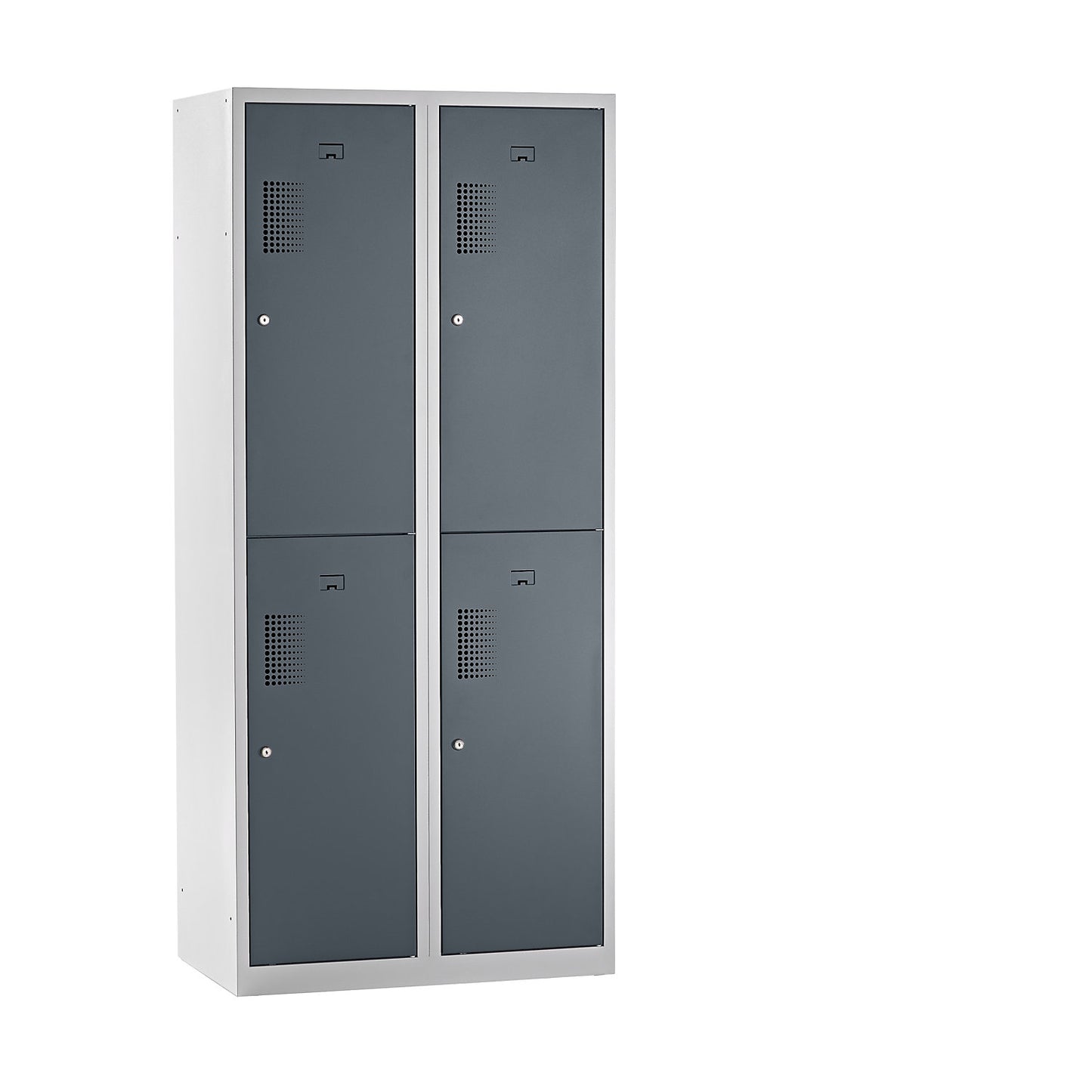 Amsterdam double deck clothes locker, 2 compartments, width 800 mm, 4 compartments, light grey / basalt grey.
