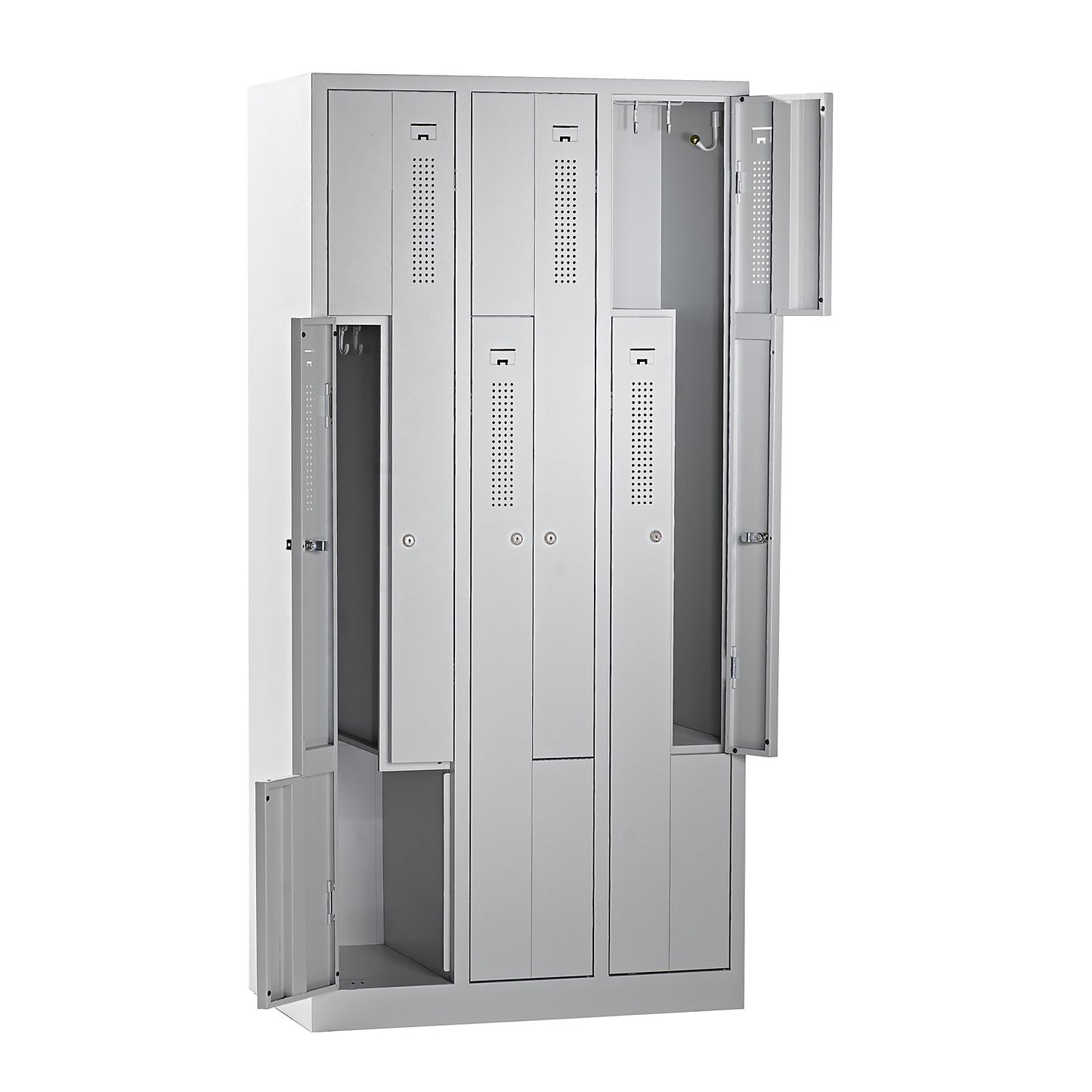 Amsterdam Z locker, 3 compartments, light grey, width 870 mm.