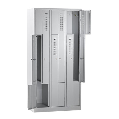 Amsterdam Z locker, 3 compartments, light grey, width 870 mm.
