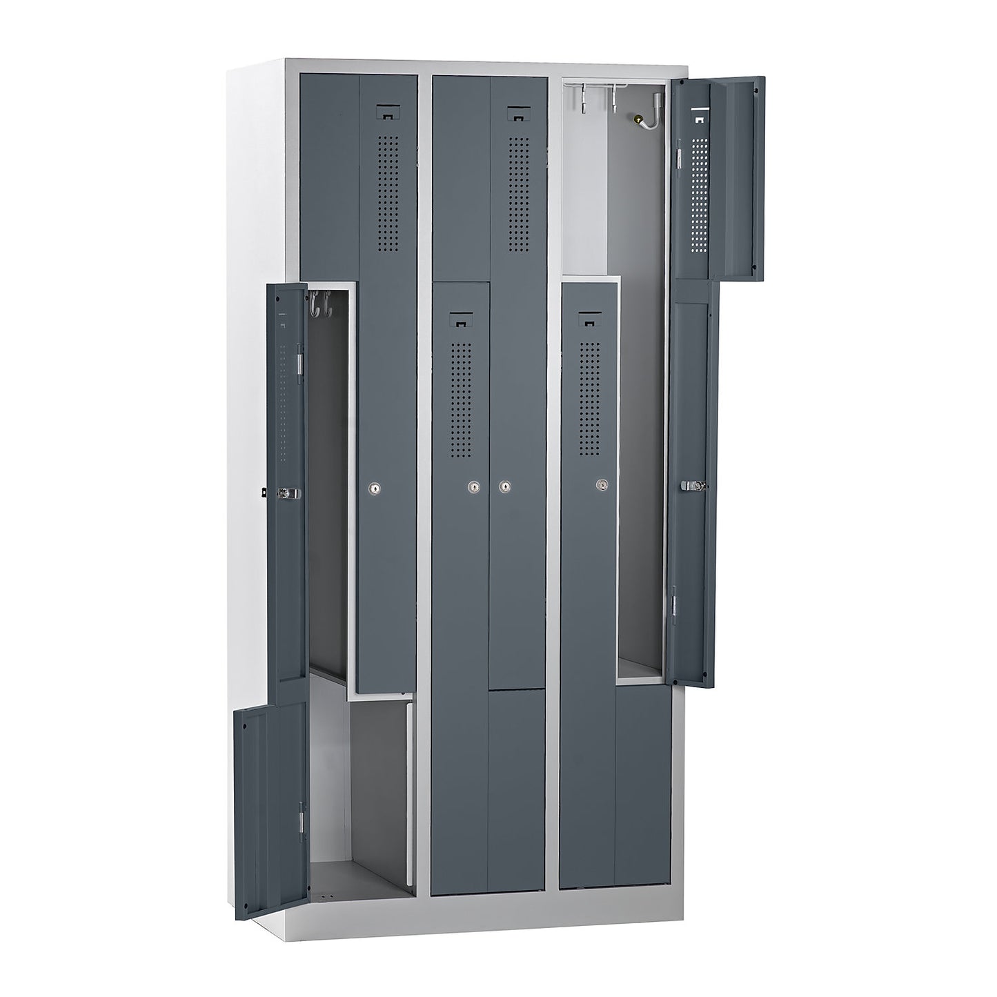 Amsterdam Z locker, 3 compartments, light grey / basalt grey, width 870 mm.