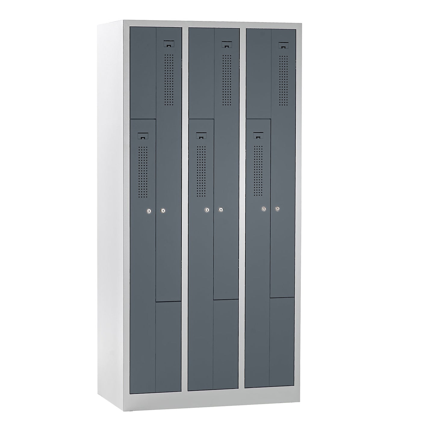 Amsterdam Z locker, 3 compartments, light grey / basalt grey, width 870 mm.