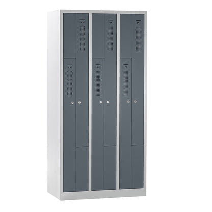 Amsterdam Z locker, 3 compartments, light grey / basalt grey, width 870 mm.