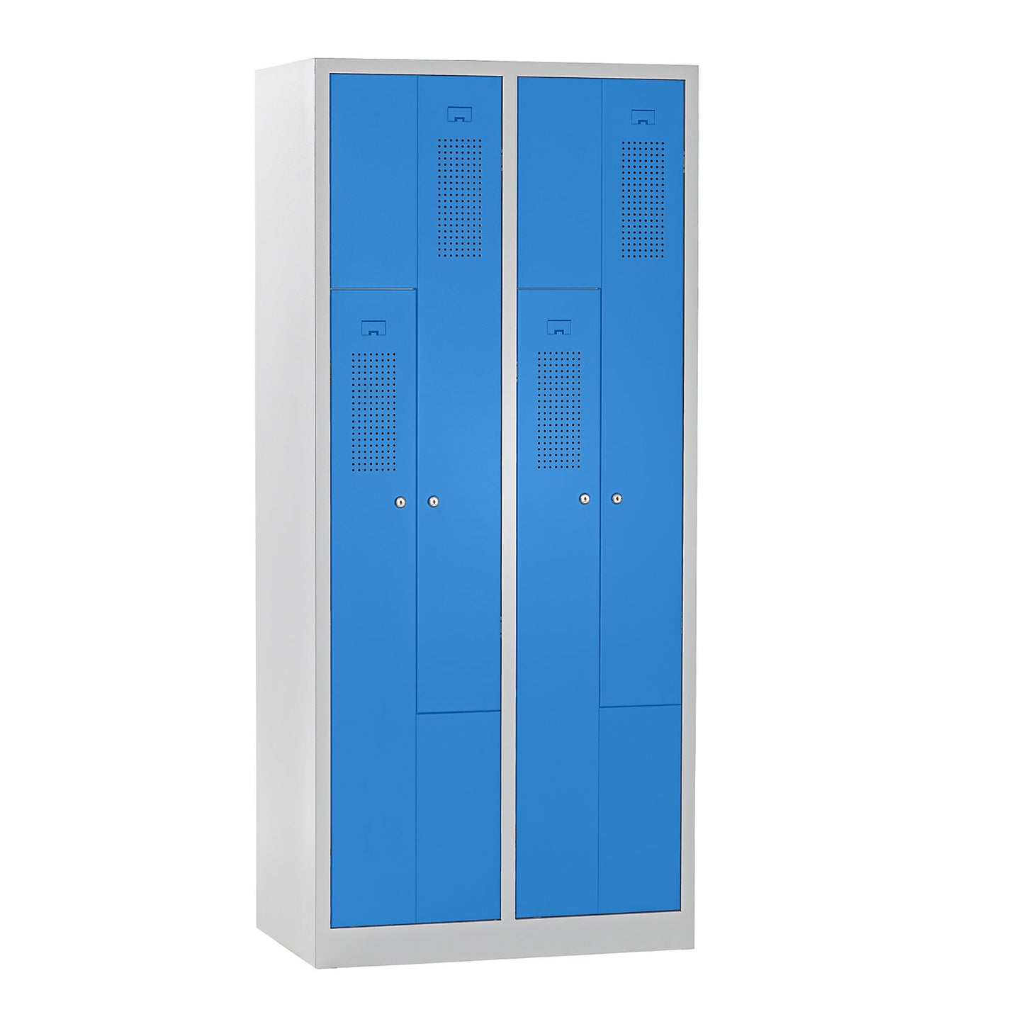 Amsterdam Z locker, 2 compartments, light grey / light blue, width 800 mm.