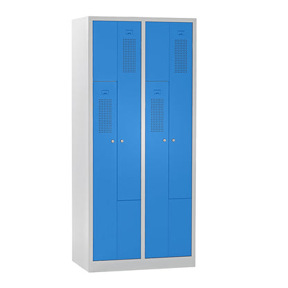 Amsterdam Z locker, 2 compartments, light grey / light blue, width 800 mm.