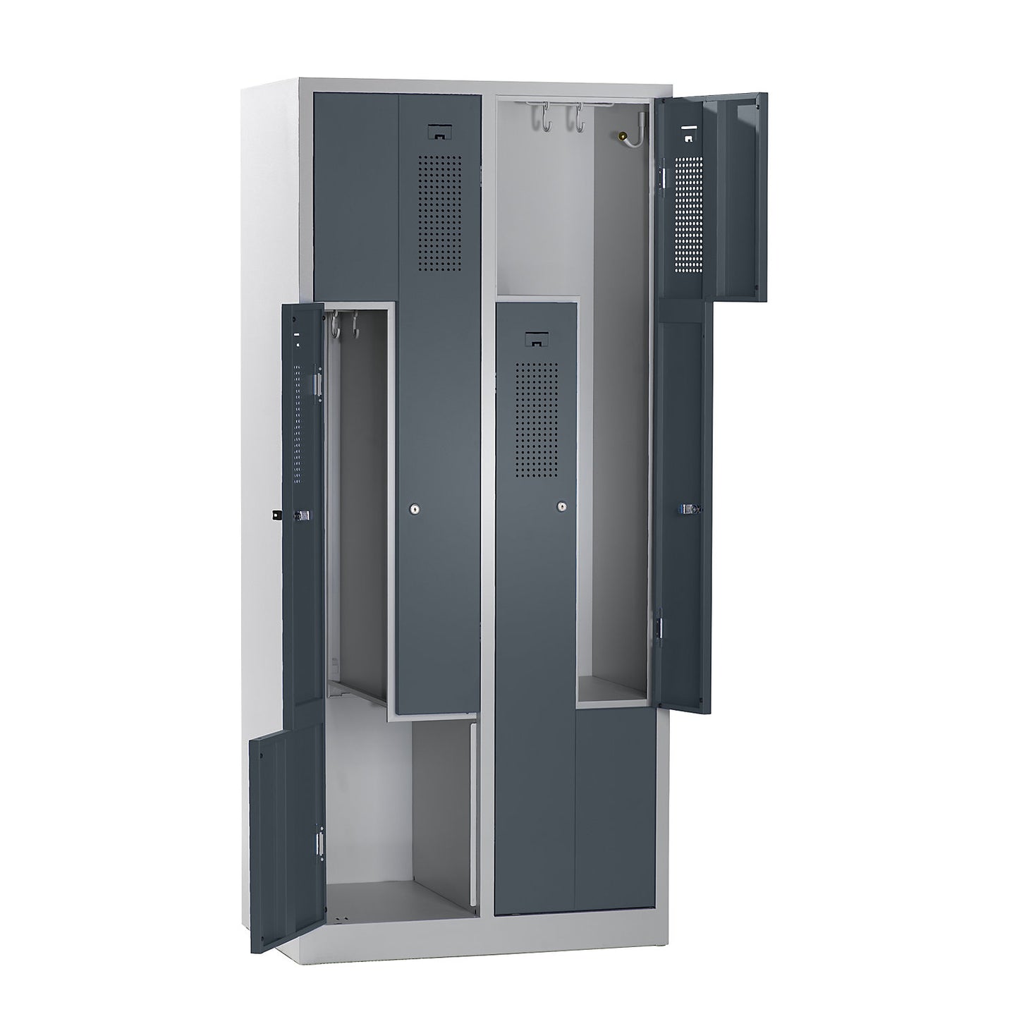 Amsterdam Z locker, 2 compartments, light grey / basalt grey, width 800 mm.