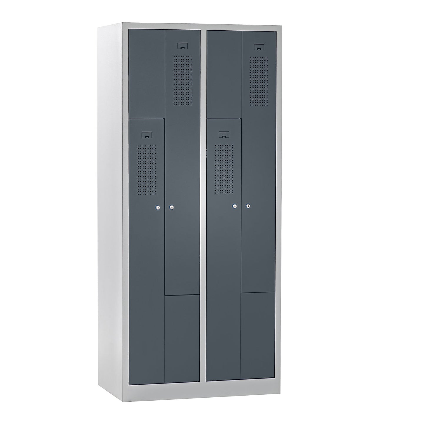 Amsterdam Z locker, 2 compartments, light grey / basalt grey, width 800 mm.