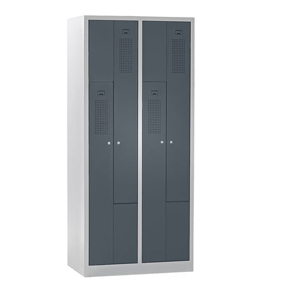 Amsterdam Z locker, 2 compartments, light grey / basalt grey, width 800 mm.