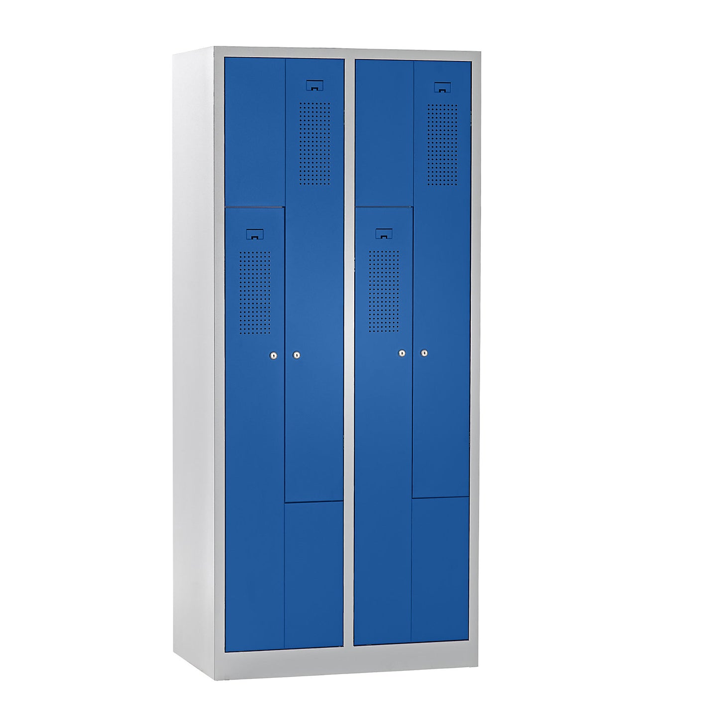Amsterdam Z locker, 2 compartments, light grey / gentian blue, width 800 mm.
