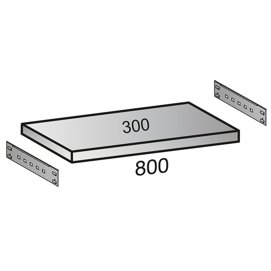 Additional shelf for boltless archive shelving, depth 300 mm, width 800 mm.