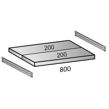 Shelf for industrial boltless shelf unit, shelf width 800 mm, depth 400 mm.