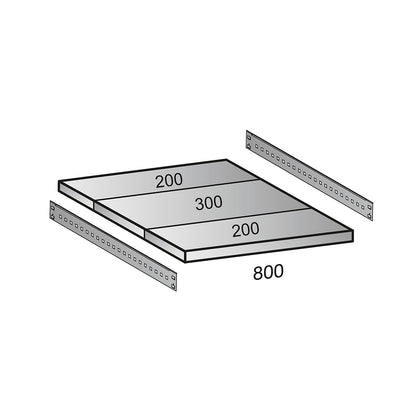 Shelf for industrial boltless shelf unit, shelf width 800 mm, depth 700 mm.