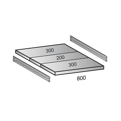 Shelf for industrial boltless shelf unit, shelf width 800 mm, depth 800 mm.