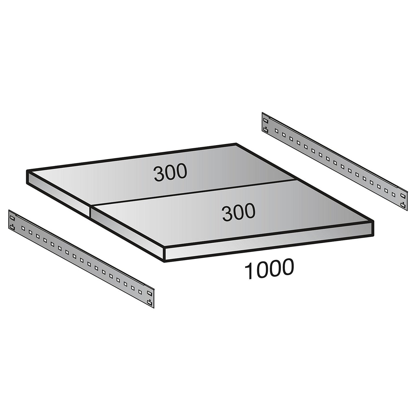 Shelf for industrial boltless shelf unit, shelf width 1000 mm, depth 600 mm.