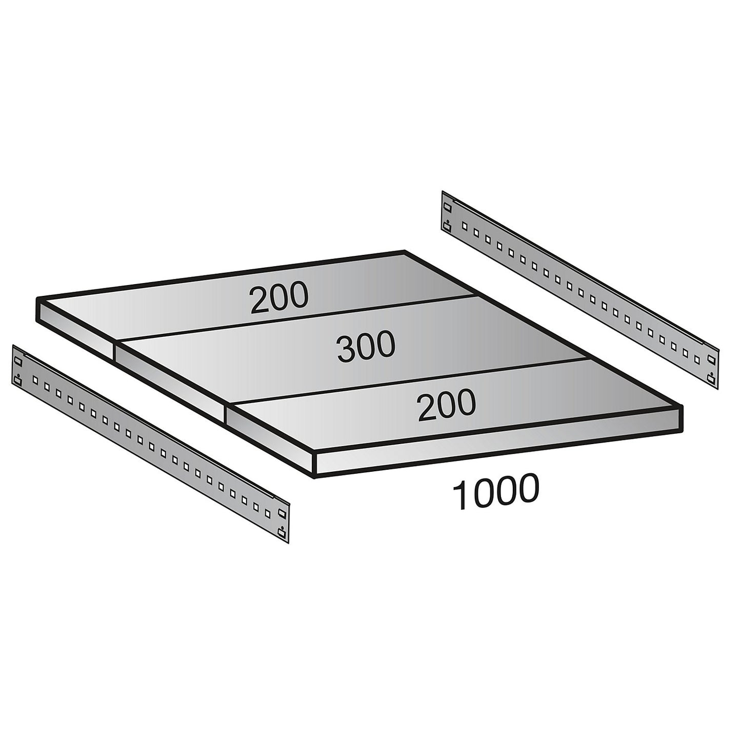 Shelf for industrial boltless shelf unit, shelf width 1000 mm, depth 700 mm.