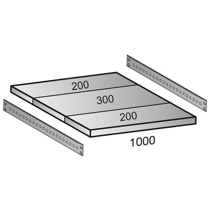 Shelf for industrial boltless shelf unit, shelf width 1000 mm, depth 700 mm.