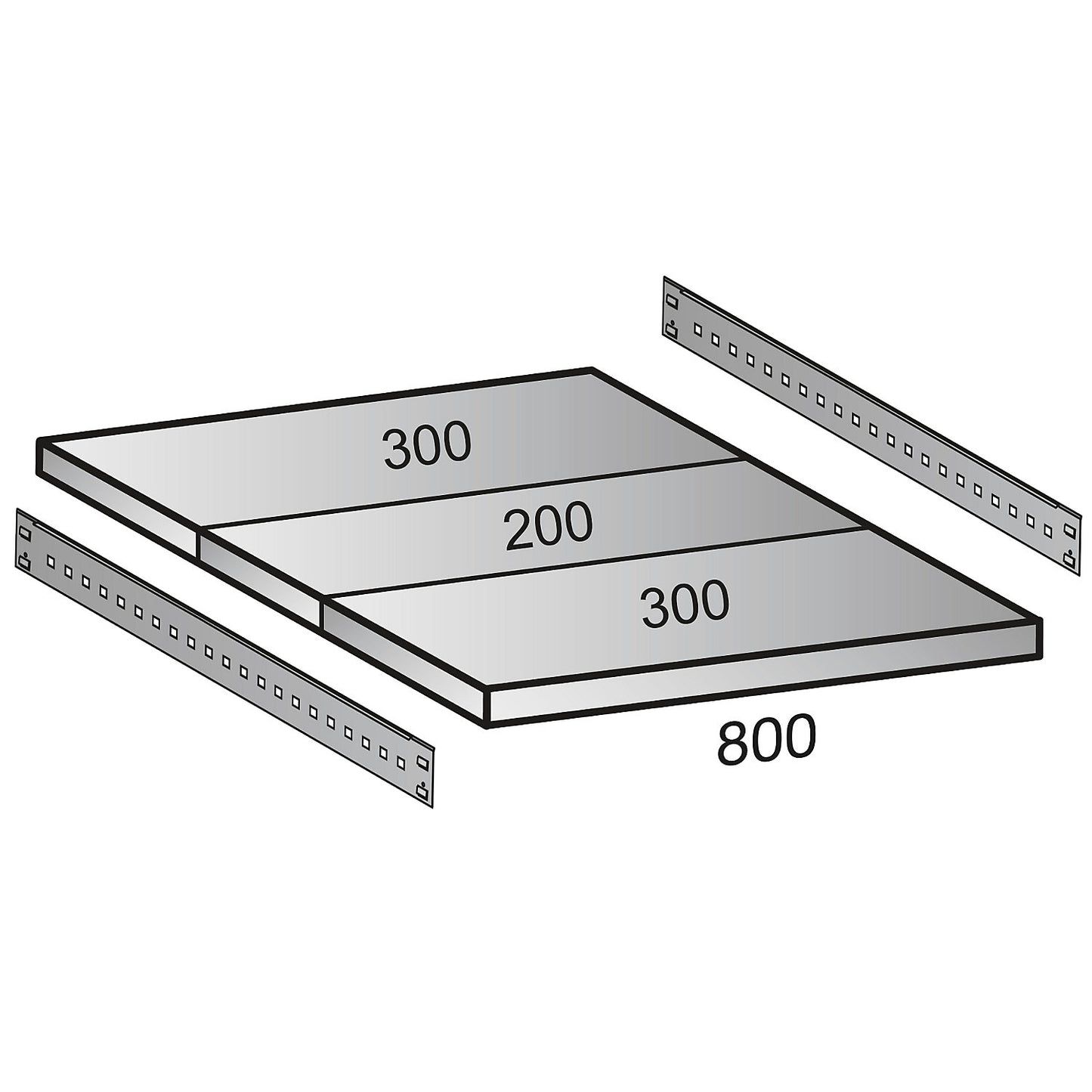 Shelf for industrial boltless shelf unit, shelf width 1000 mm, depth 800 mm.
