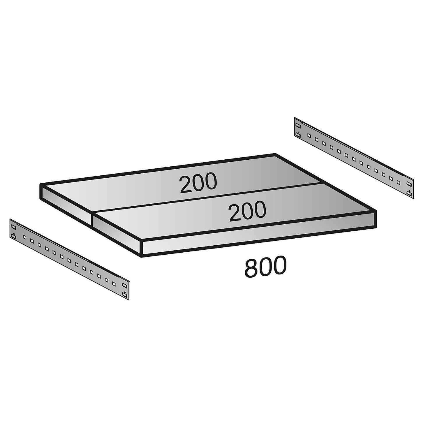 Shelf for CLEANA boltless shelf unit, shelf width 800 mm, depth 400 mm.