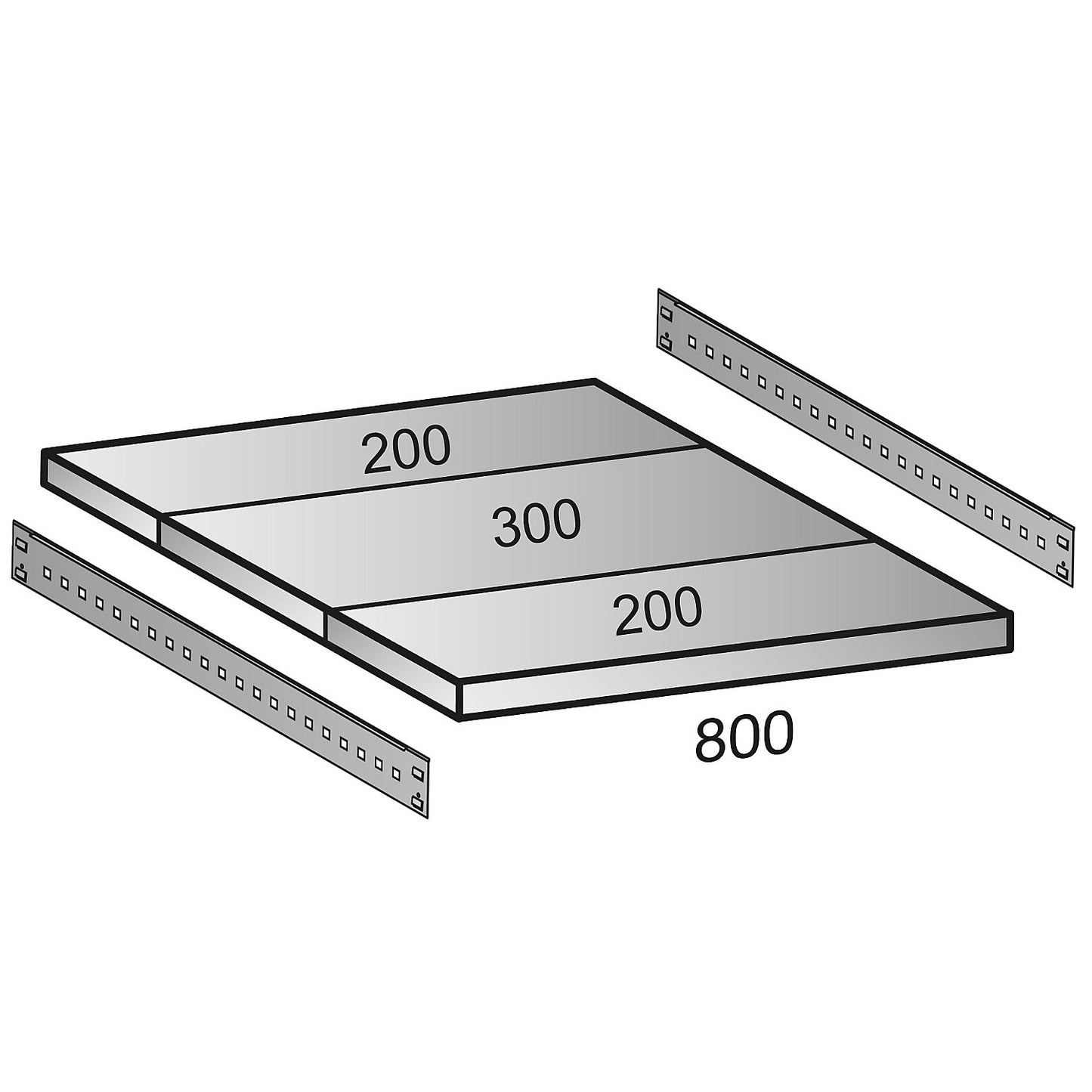 Shelf for CLEANA boltless shelf unit, shelf width 800 mm, depth 700 mm.