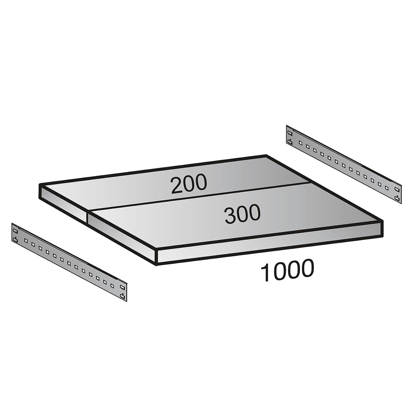 Shelf for CLEANA boltless shelf unit, shelf width 1000 mm, depth 500 mm.