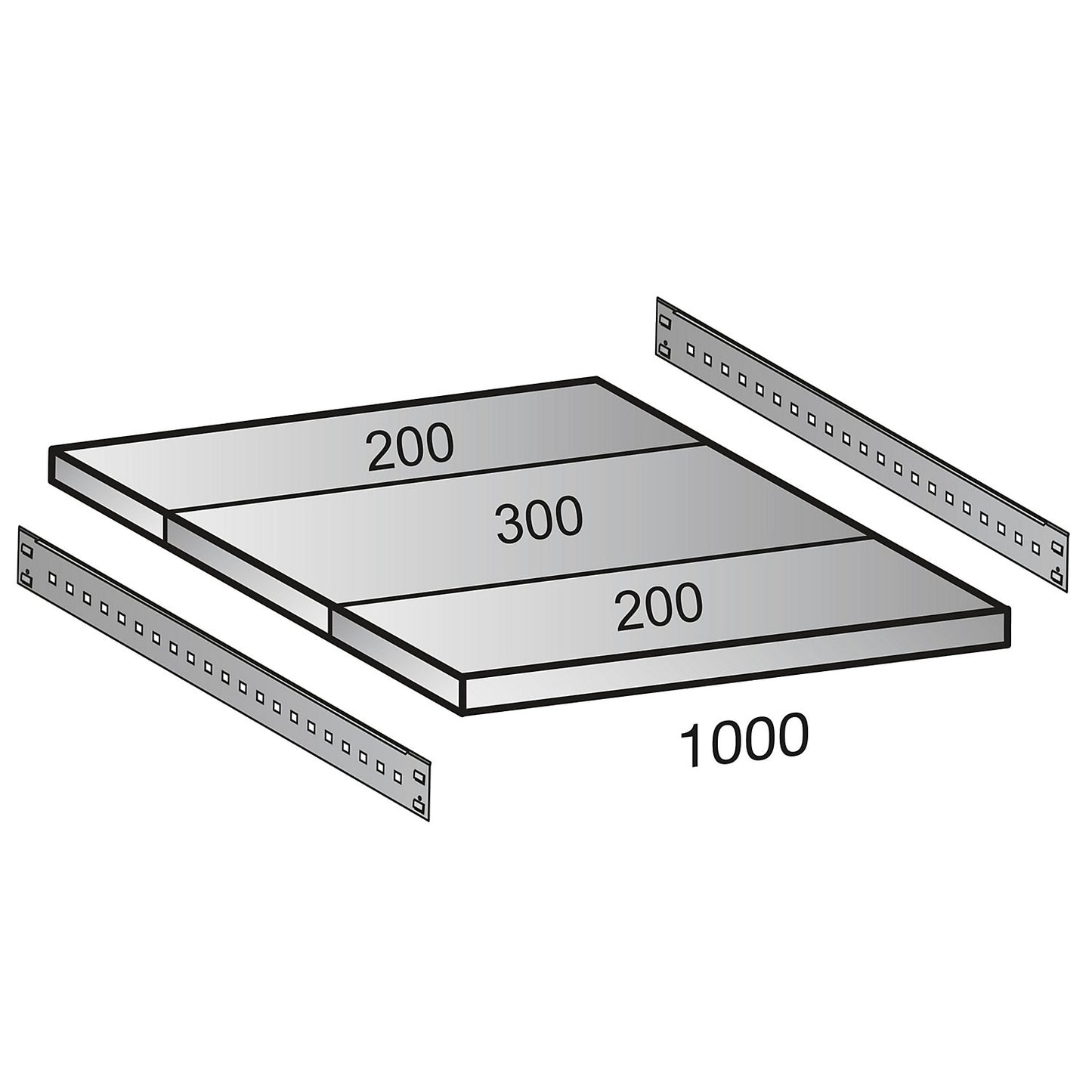 Shelf for CLEANA boltless shelf unit, shelf width 1000 mm, depth 700 mm.