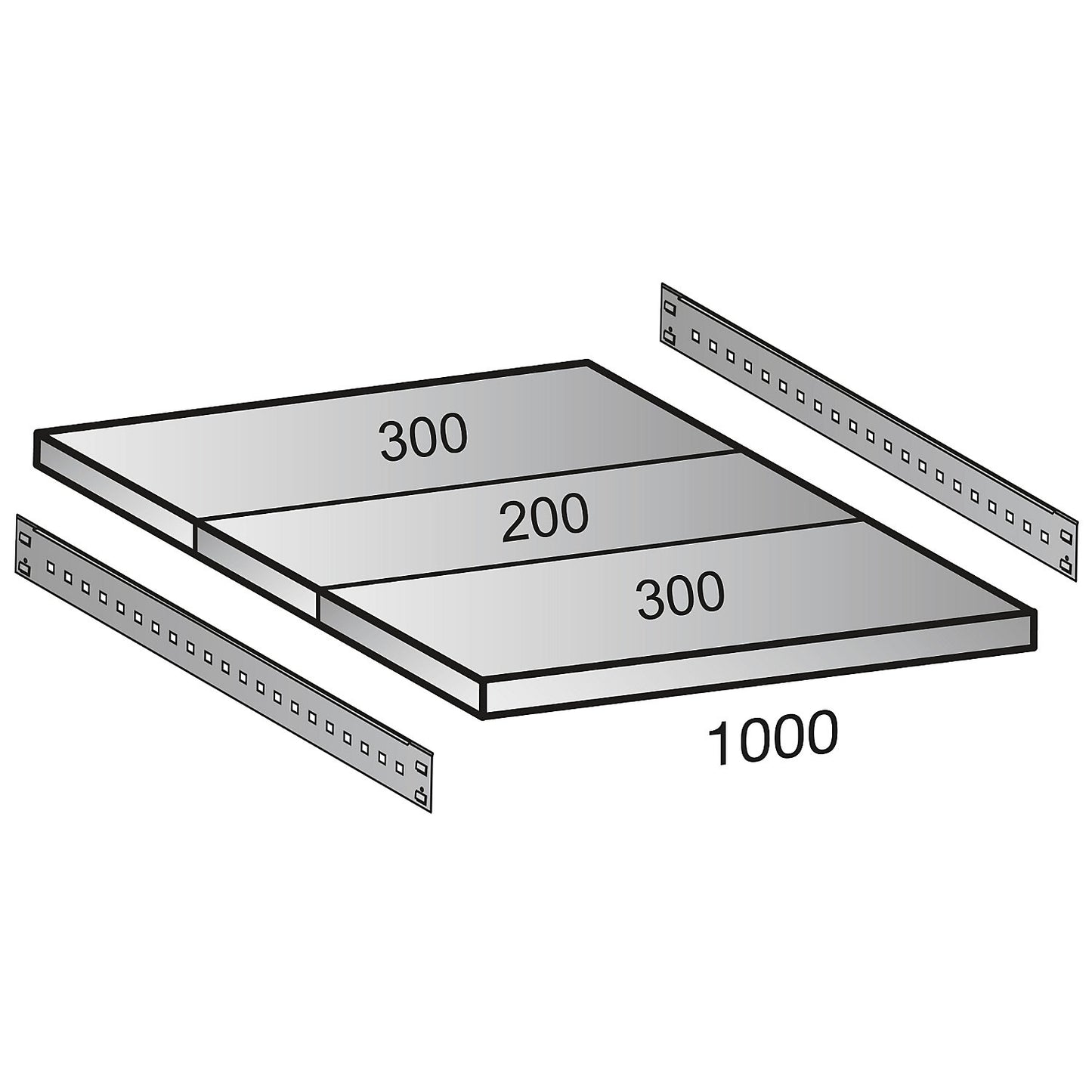 Shelf for CLEANA boltless shelf unit, shelf width 1000 mm, depth 800 mm.