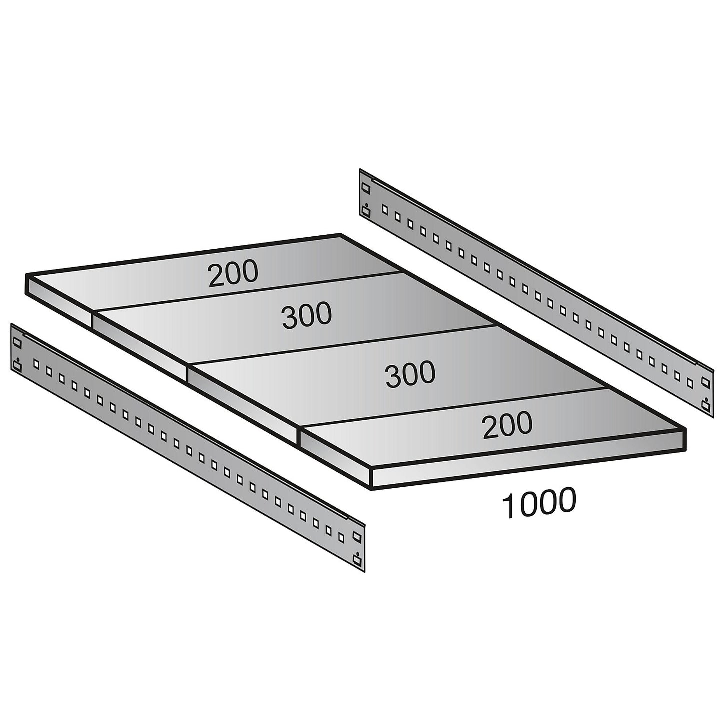 Shelf for CLEANA boltless shelf unit, shelf width 1000 mm, depth 1000 mm.