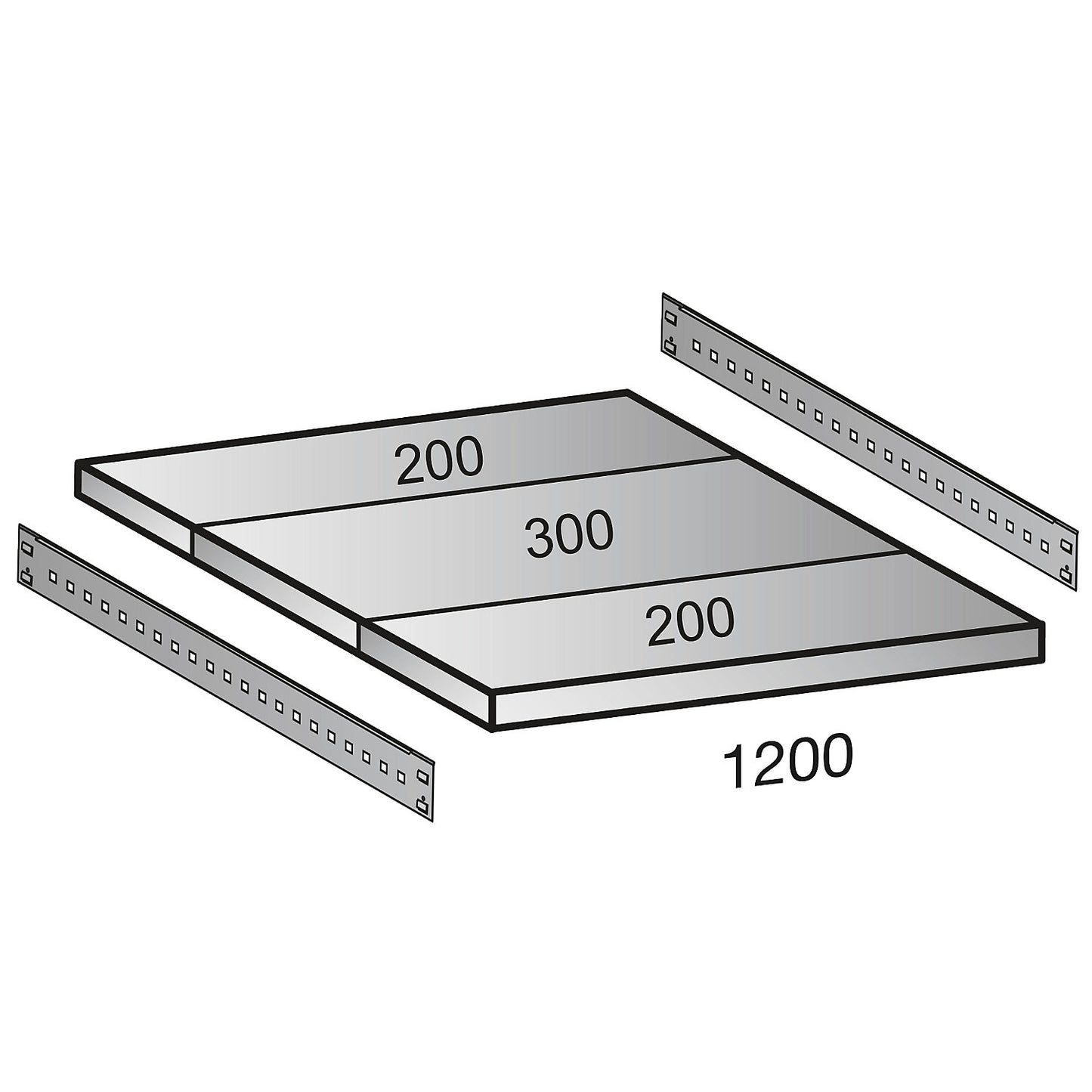 Shelf for CLEANA boltless shelf unit, shelf width 1200 mm, depth 700 mm.