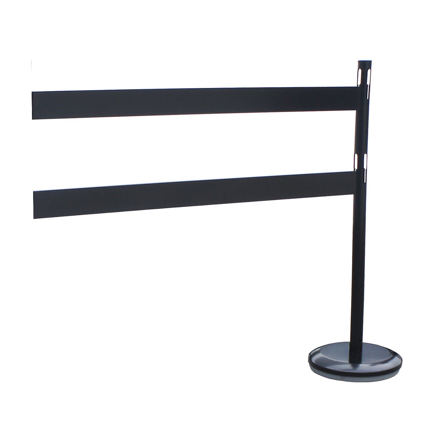 Barrier post extension set with rails, 1 post, 2 rails, black.