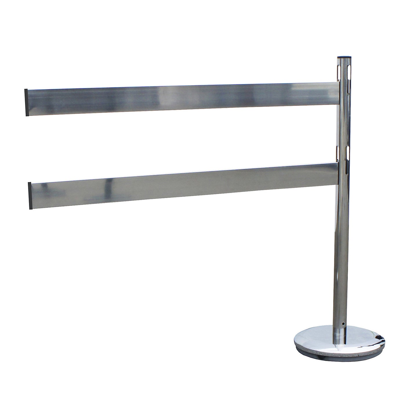 Barrier post extension set with rails, 1 post, 2 rails, stainless steel / chrome plated.