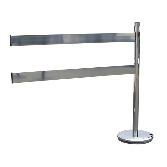 Barrier post extension set with rails, 1 post, 2 rails, stainless steel / chrome plated.