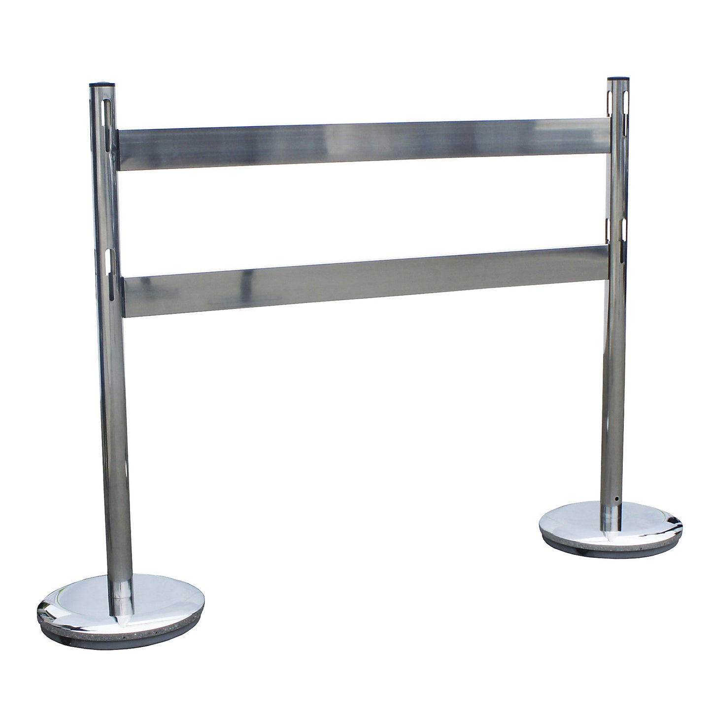 Barrier post set with rails, 2 posts, 2 rails, stainless steel / chrome plated.