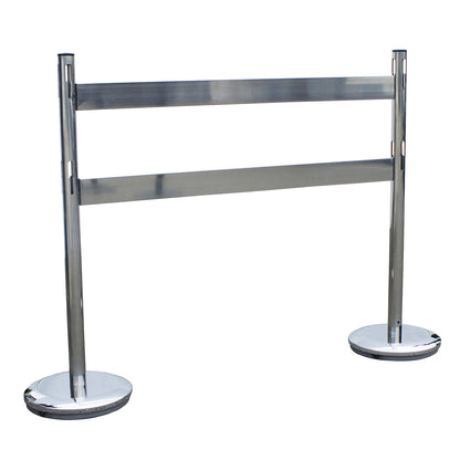 Barrier post set with rails, 2 posts, 2 rails, stainless steel / chrome plated.