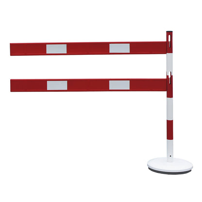 Barrier post extension set with rails, 1 post, 2 rails, red / white.
