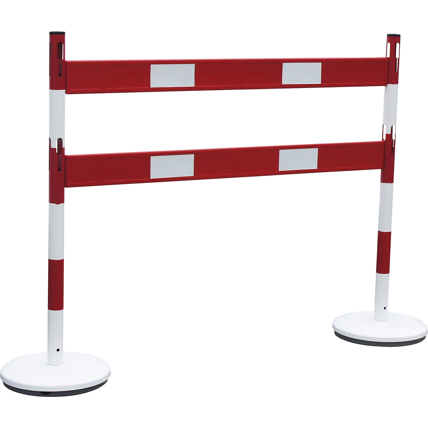 Barrier post set with rails, 2 posts, 2 rails, red / white.