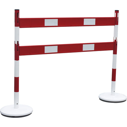 Barrier post set with rails, 2 posts, 2 rails, red / white.